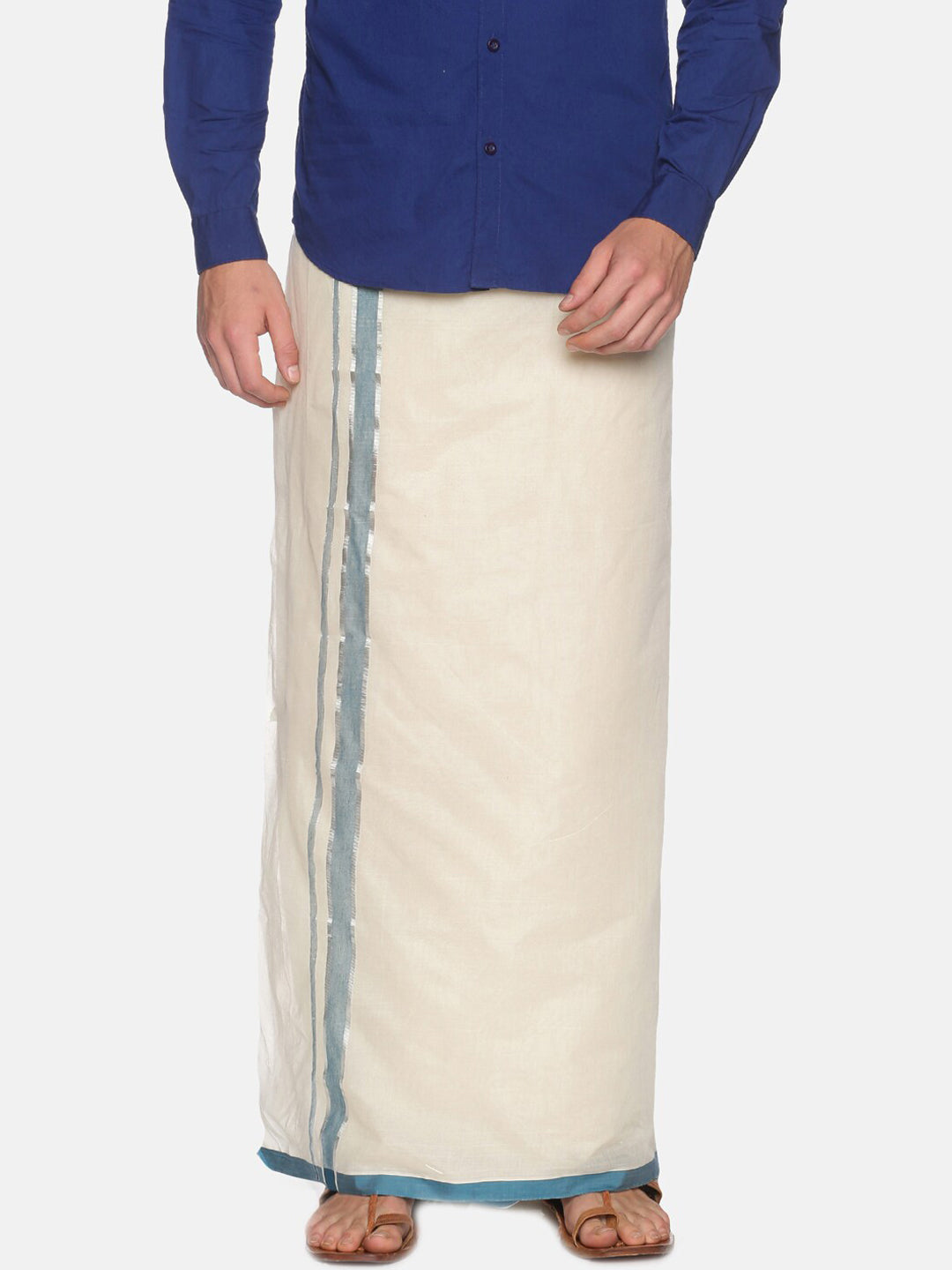 Sethukrishna Mens Off White Traditional Kerala Double Mundu | Grocsy