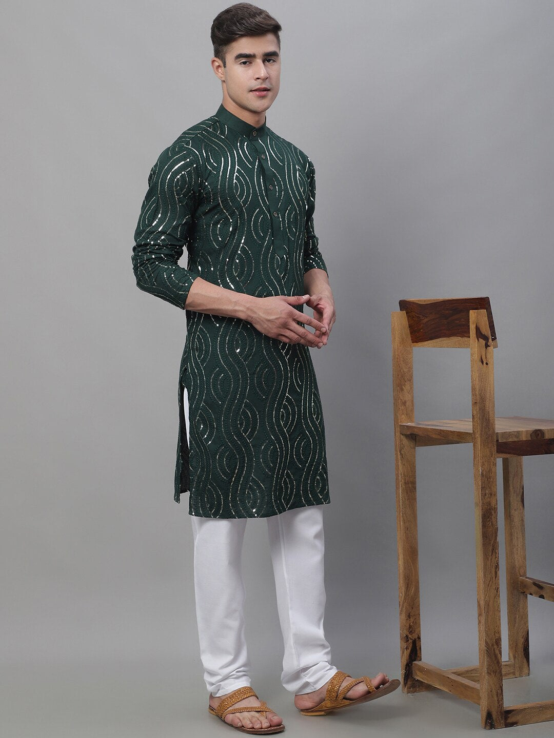 Sojanya Geometric Embroidered Pure Cotton Kurta With Churidar | Grocsy