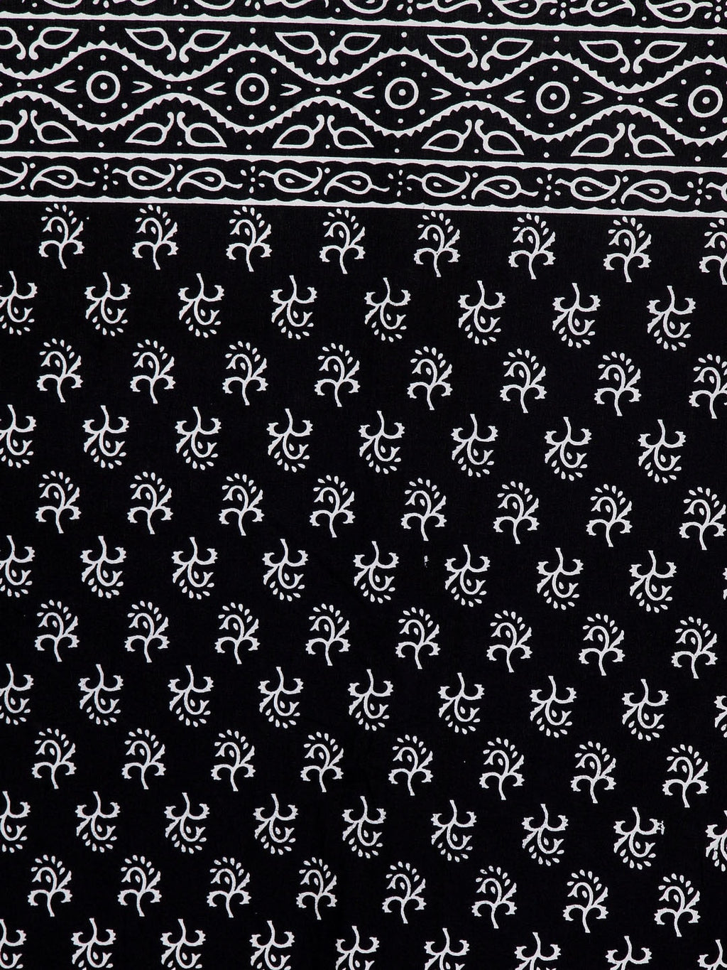 Rajasthan Decor Black & White Ethnic Motifs 144 TC Cotton 1 Queen Bedsheet with 2 Pillow Covers | Grocsy