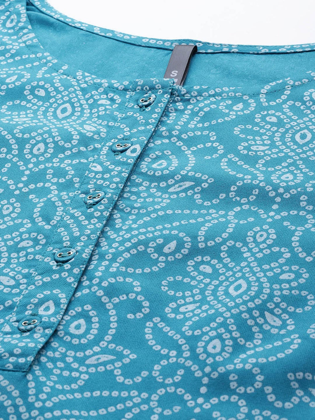 HERE&NOW Women Blue & White Bandhani Print Kurta with Striped Trousers | Grocsy