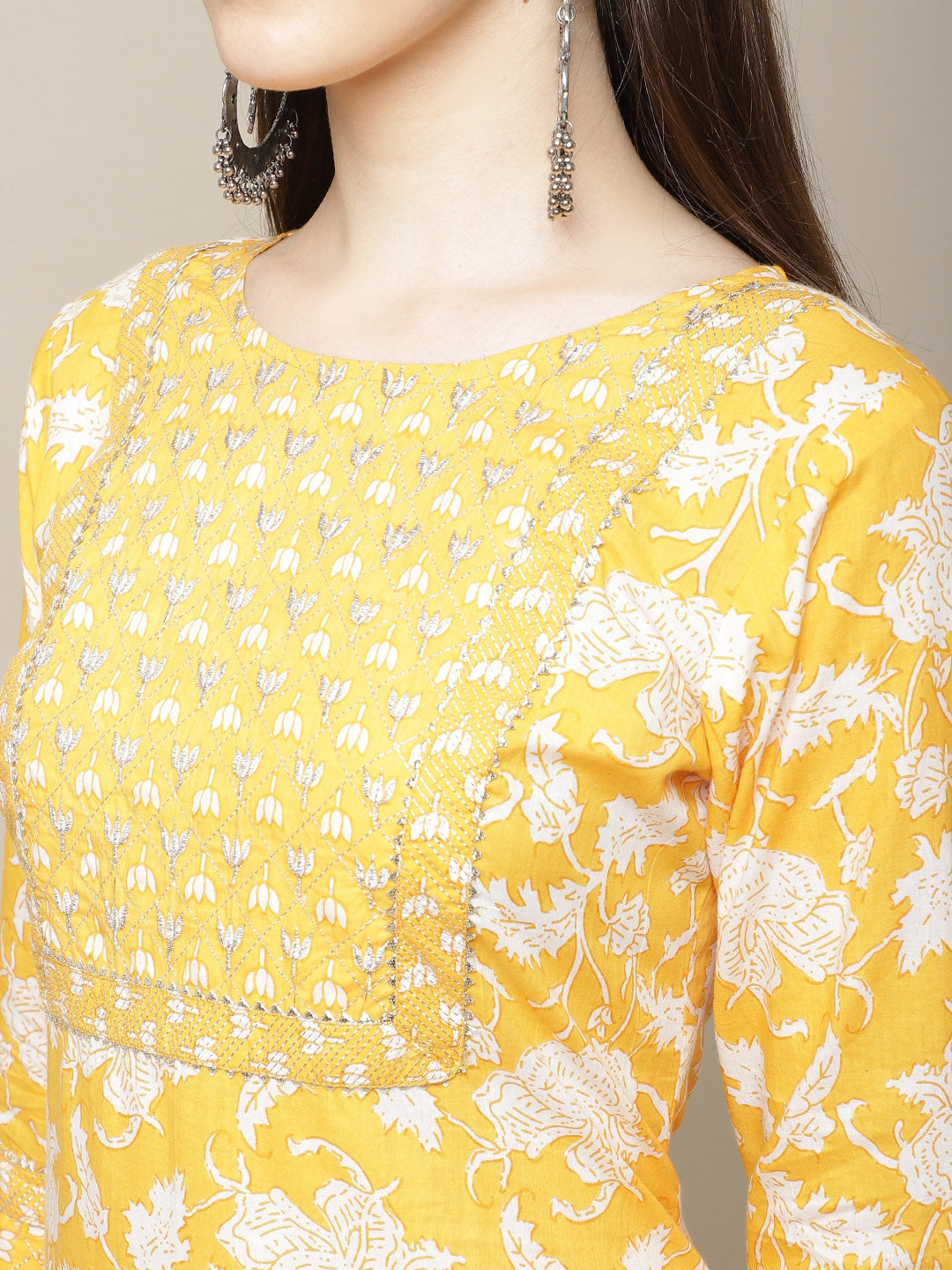 Sangria Women Floral Printed Pure Cotton Kurta with Trousers & With Dupatta | Grocsy