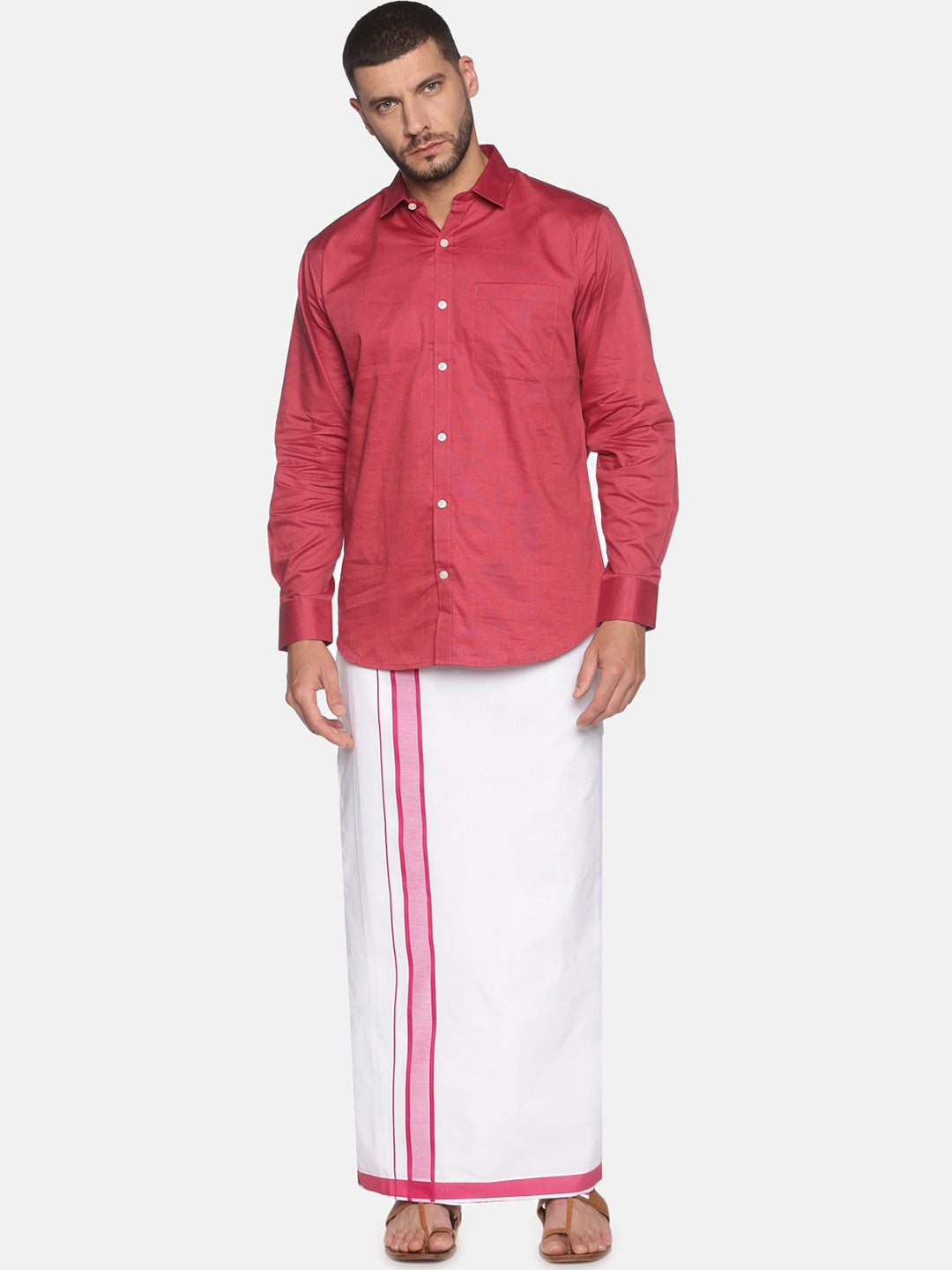 Sethukrishna Men Pack Of 2 Solid Cotton Dhotis | Grocsy
