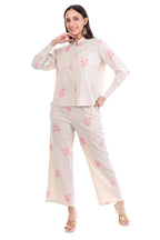 Jaitra Apparels Off White Embroidered Premium Pure Cotton Co-Ord Set For Women | Grocsy