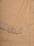 Beige Khadi Cotton Handloom Saree with Temple Border Design - Global Threads | Grocsy