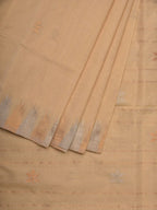 Beige Khadi Cotton Handloom Saree with Temple Border Design - Global Threads | Grocsy
