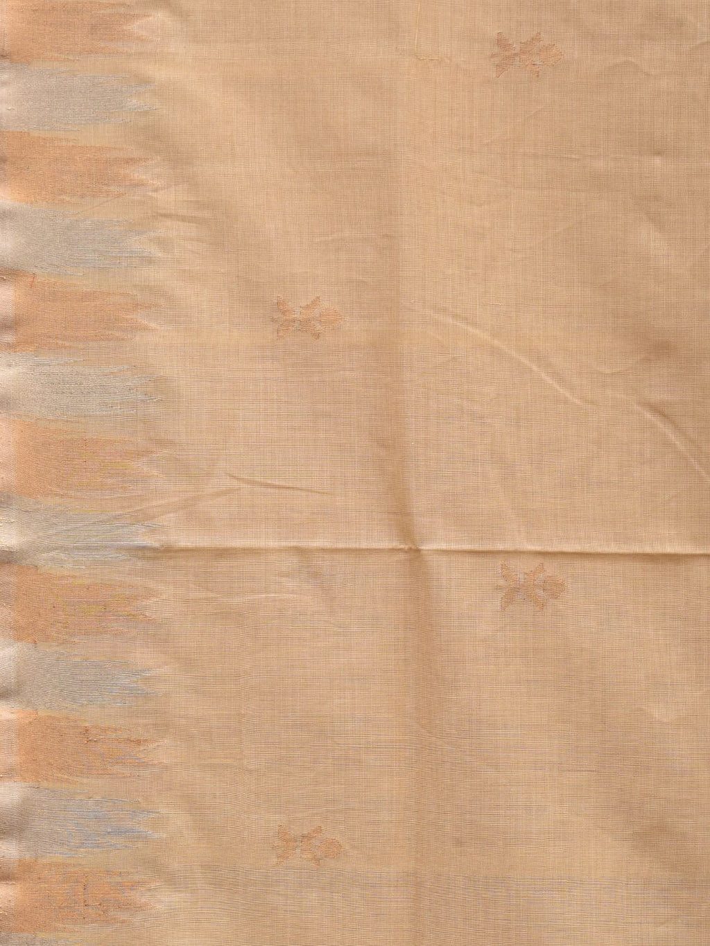 Beige Khadi Cotton Handloom Saree with Temple Border Design - Global Threads | Grocsy