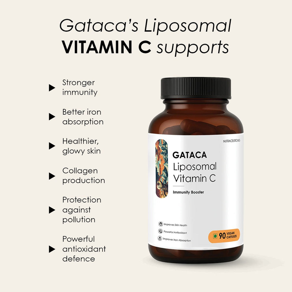GATACA Liposomal Vitamin C Capsules for High Bioavailability| Immunity, Better Skin & Iron Absorption | Grocsy
