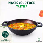 The Indus Valley Super Smooth Cast Iron Kadai,Pre-seasoned, Nonstick, 100% Pure, Toxin-free, Spatula, 25.4cm, 2.5L, 2.4kg | Grocsy