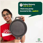 The Indus Valley CASTrong Cast Iron Fish Fry Pan, Pre-seasoned, Nonstick, 100% Pure, Toxin-free, Induction, 22.4/25cm, 1.5kg/2kg | Grocsy