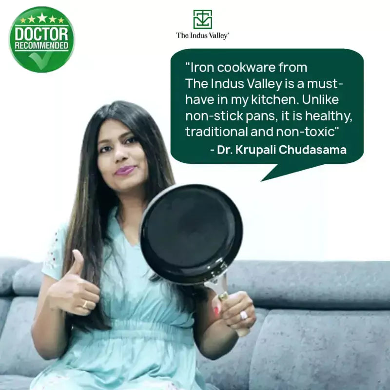 The Indus Valley 100% Pure Iron Cookware Set: Tawa+ Fry Pan+ Wok, Toxin-free Sheet Iron, Pre-seasoned, Induction & Gas, Kitchen Set for Home, Kadai | Grocsy