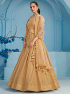 Tulsi Art Bewitching Beige Thread Embroidered Georgette Monochrome Lehenga Choli | Grocsy