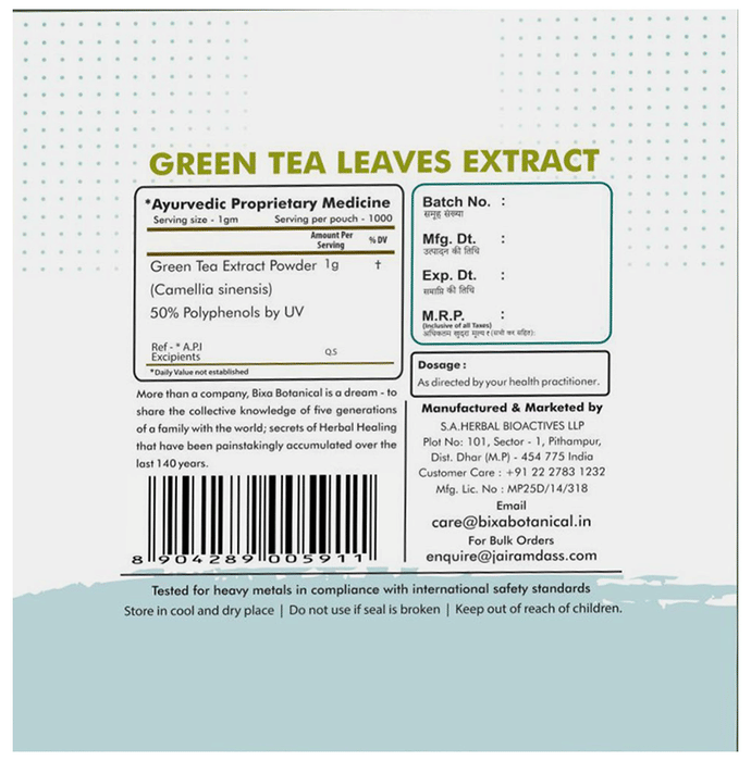 Bixa Botanical Green Tea Leaves Extract Powder | Grocsy
