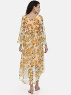 Souchii Women Cream-Coloured Floral Printed A-Line Dress | Grocsy