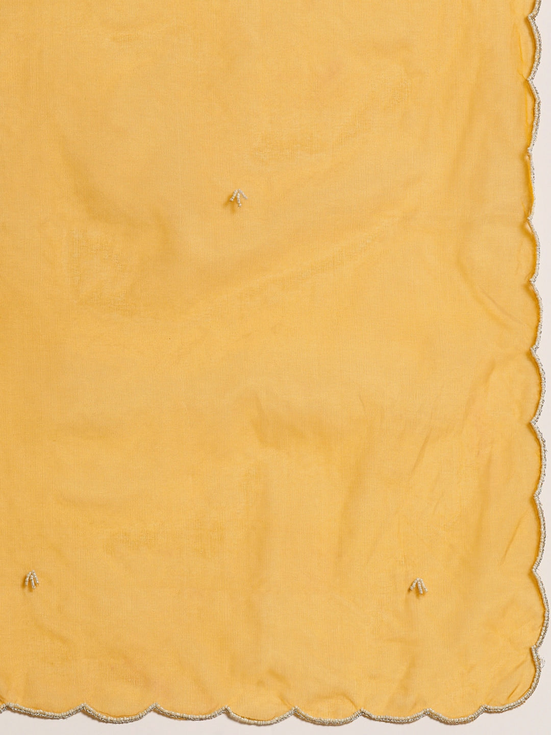 Sangria Women Mustard Yellow & White Embellished Beaded Kurta with Trousers & Dupatta | Grocsy