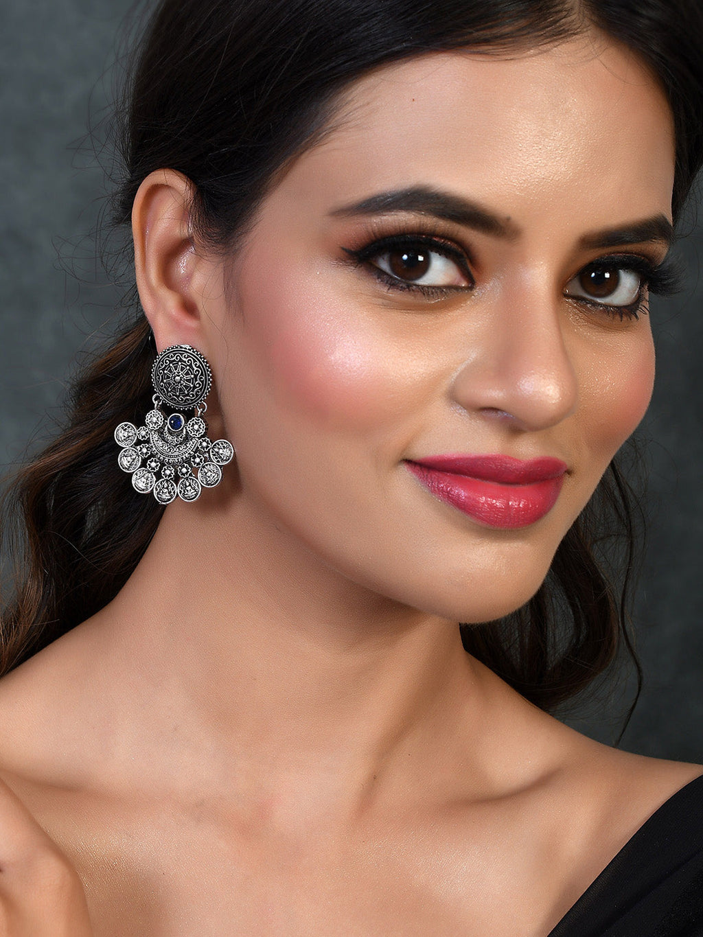 Shoshaa Silver-Toned Classic Chandbalis Earrings | Grocsy