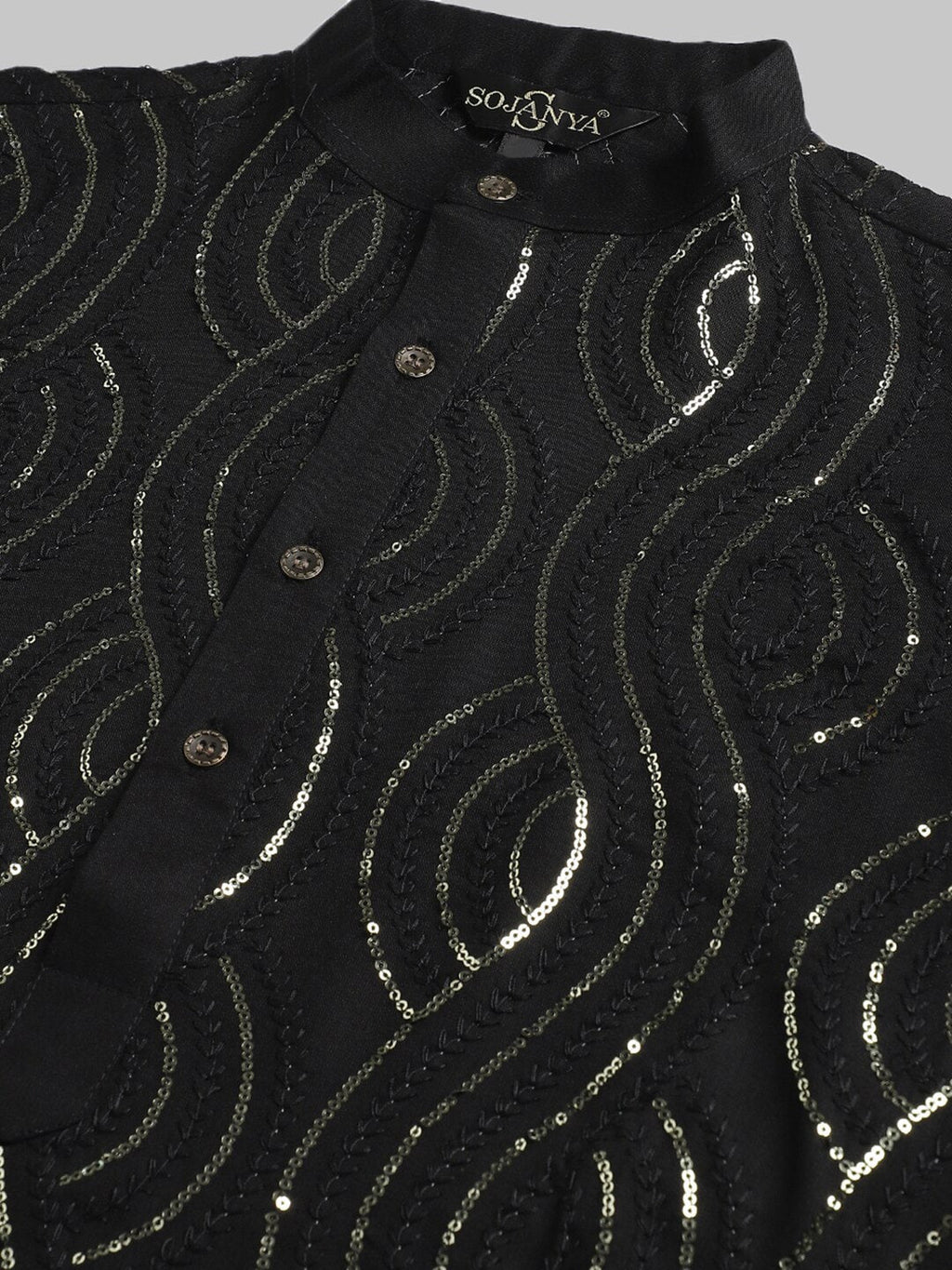 Sojanya Sequined Mandarin Collar Pure Cotton Kurta | Grocsy