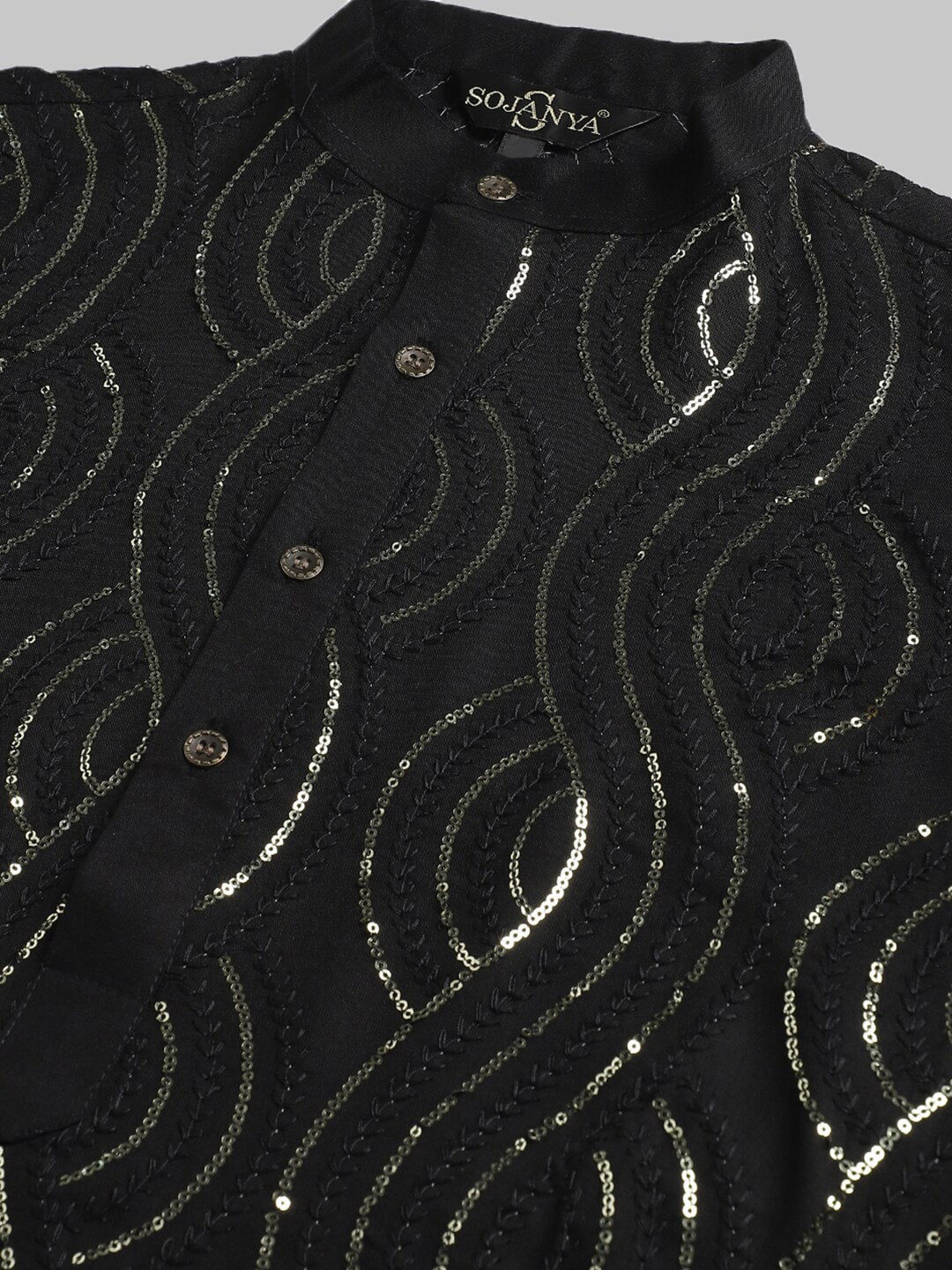 Sojanya Sequined Mandarin Collar Pure Cotton Kurta | Grocsy