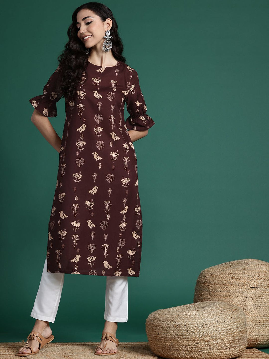 Sangria Women Ethnic Motifs Printed Kurta | Grocsy