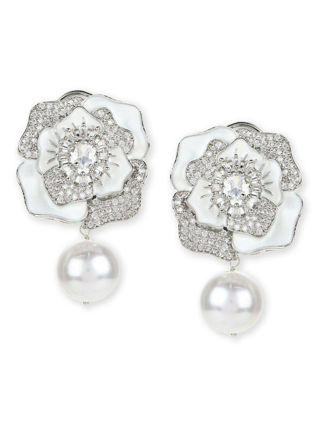 Silver Tone Mother of Pearl Earrings- Ruby Raang | Grocsy