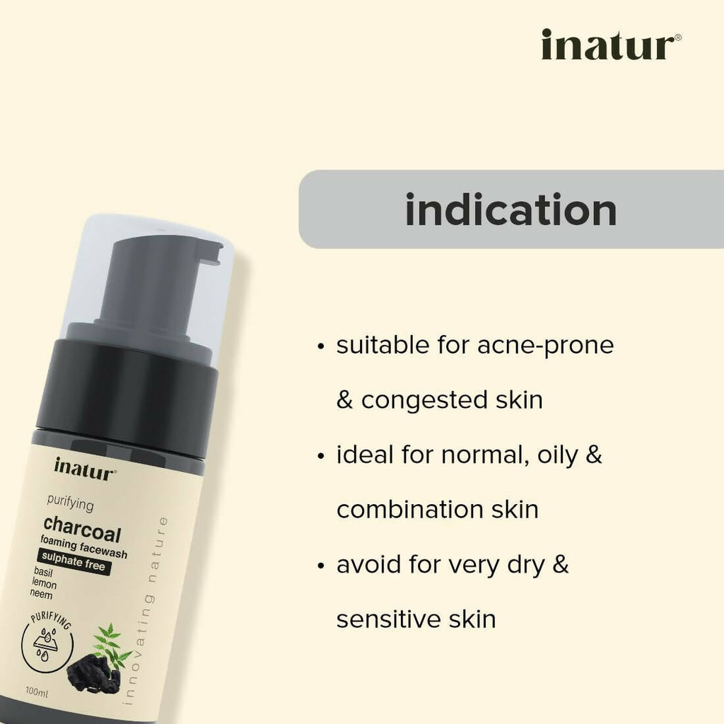 Inatur Charcoal Foaming Face Wash | Grocsy