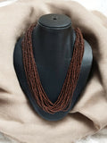 Inhanns Handmade Beaded Multilayer Necklace, 20 Layers - Coffee Brown | Grocsy