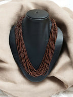 Inhanns Handmade Beaded Multilayer Necklace, 20 Layers - Coffee Brown | Grocsy