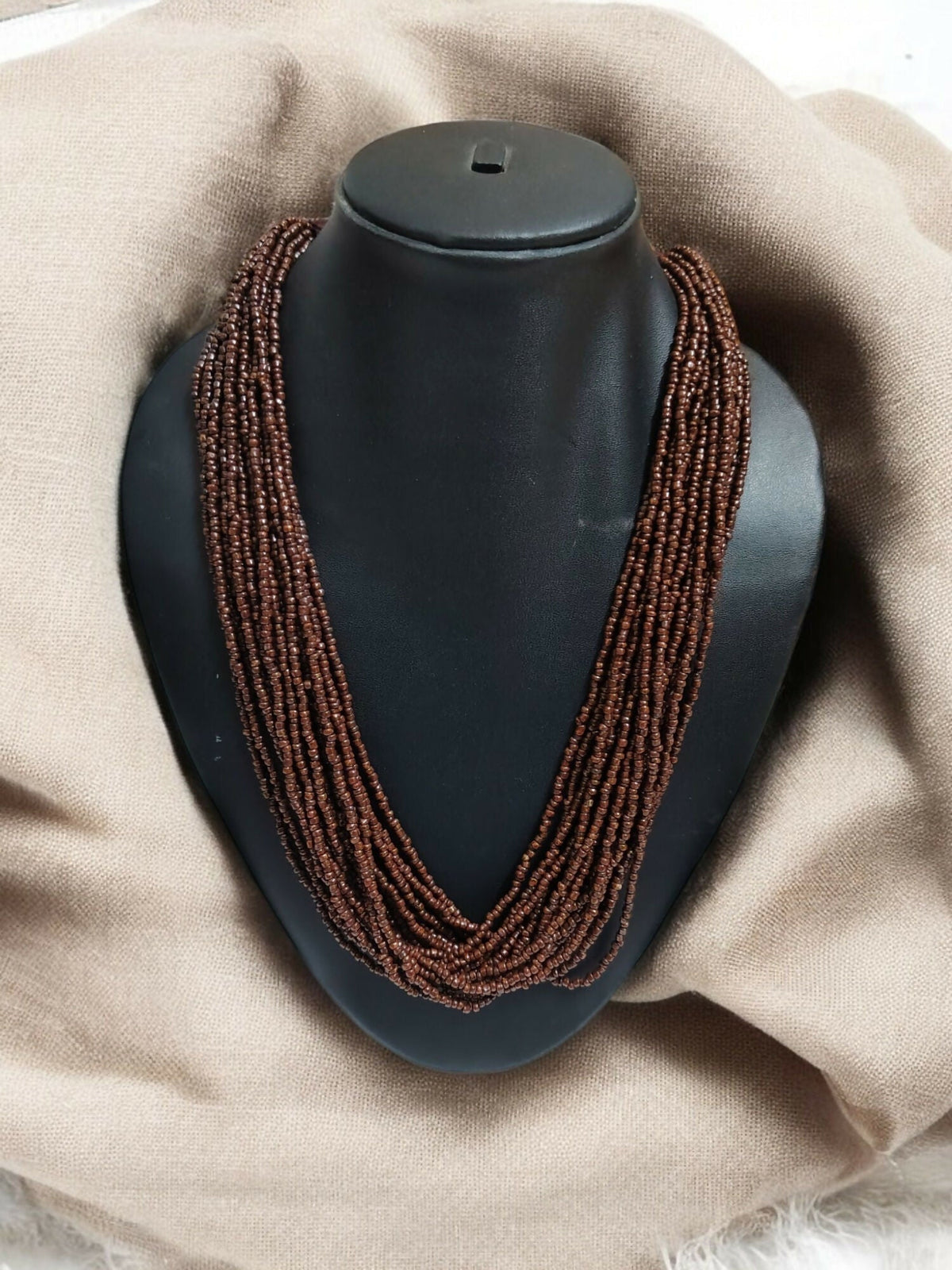 Inhanns Handmade Beaded Multilayer Necklace, 20 Layers - Coffee Brown | Grocsy