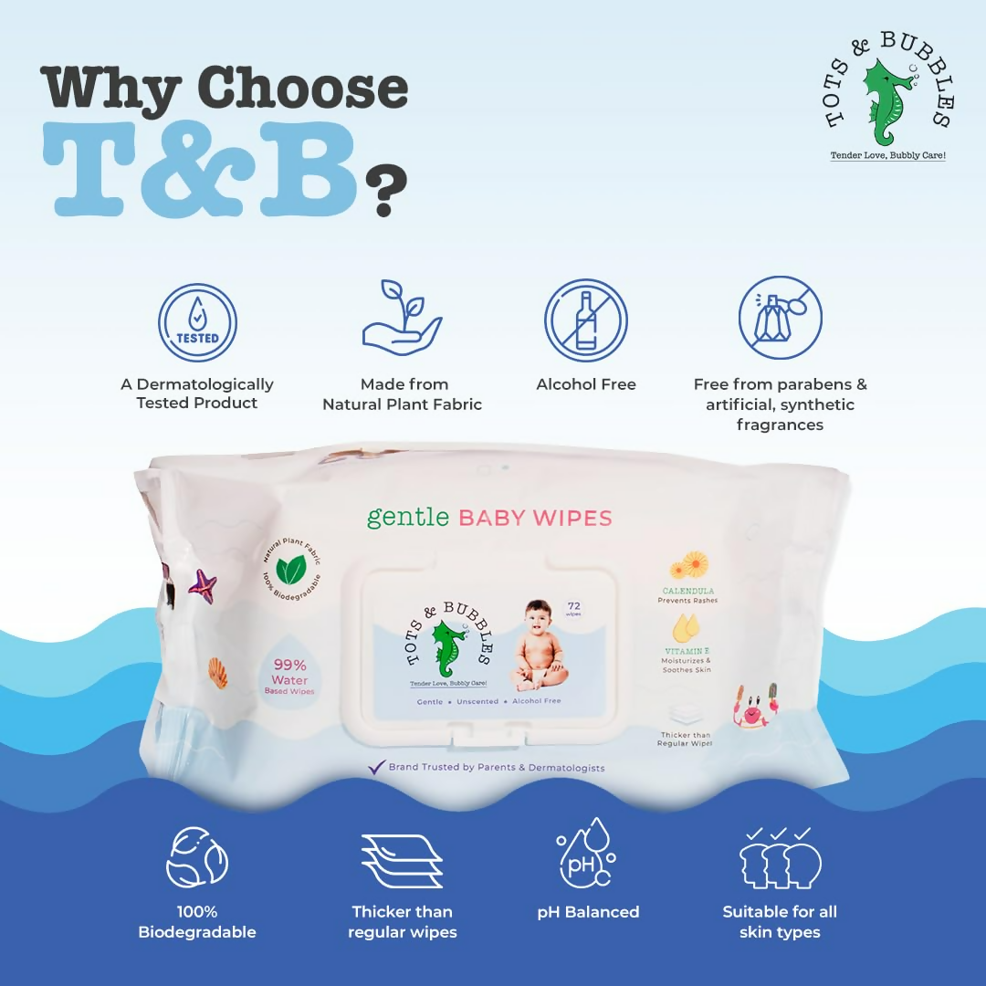 Tots & Bubbles 99% Water Baby Wet Wipes with Lid | Grocsy