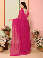 Aafreen Partywear Designer Dark pink Georgette Fancy Saree | Grocsy
