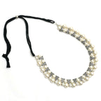 Mominos Fashion Johar Kamal Silver-Plated Brass Finish Pearls Work Choker For Women (White) | Grocsy