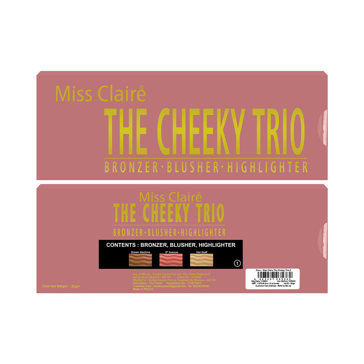 Miss Claire The Cheeky Trio Bronzer Blusher Highlighter - 1 | Grocsy