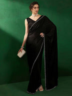Sangria Embellished Satin Saree | Grocsy