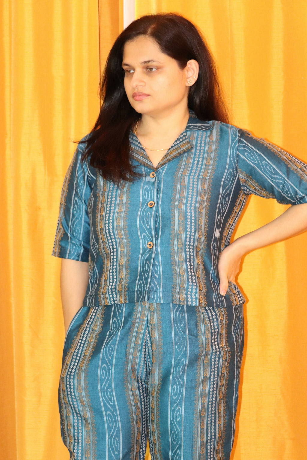 Earthyweaves Meghika Sambalpuri Co-ord Set | Grocsy