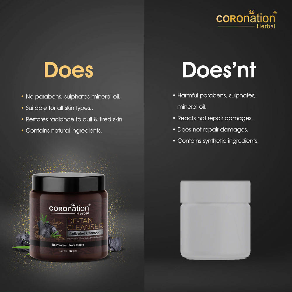 Coronation Herbal Activated Charcoal De-Tan Cleanser | Grocsy