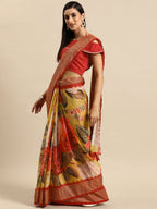 Ahalyaa Women's Traditional Semi Stitch Saree - Yellow | Grocsy