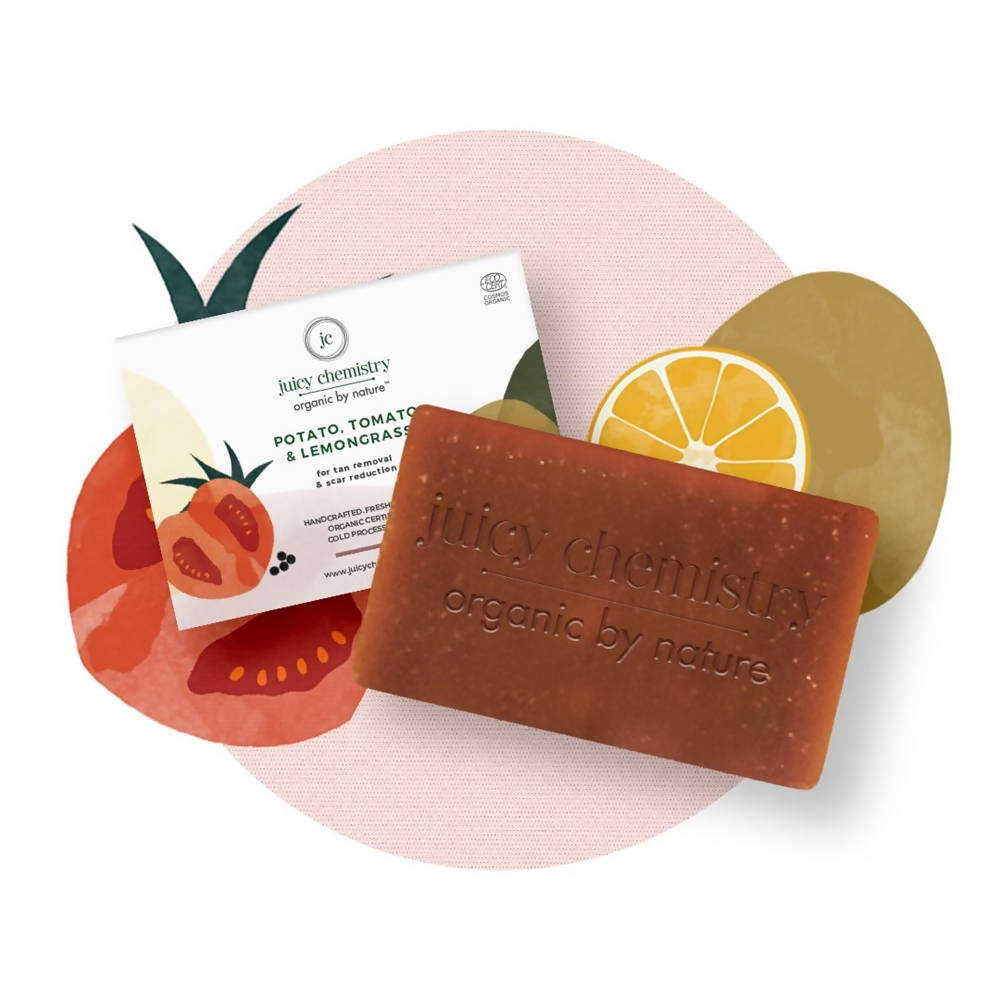 Juicy Chemistry Potato ,Tomato & Lemongrass Soap For Tan Removal | Grocsy