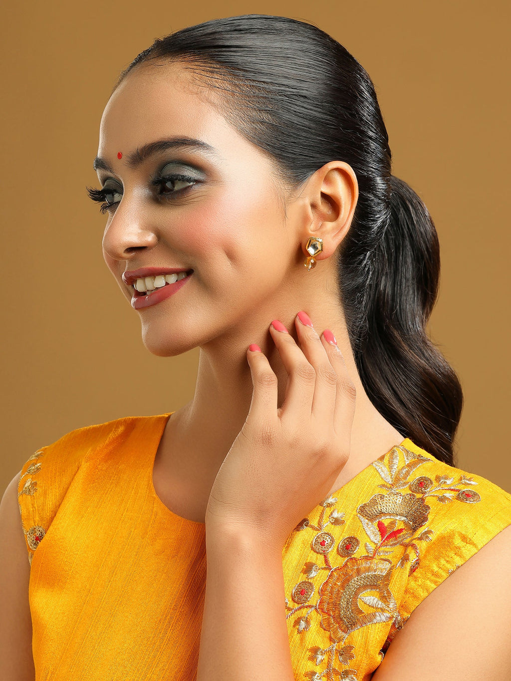 Ruby Raang Yellow Citrine Kundan Studs | Grocsy