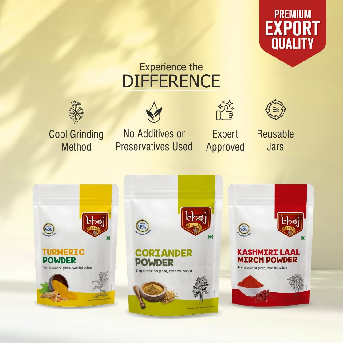 Bhoj Masale Haldi,Dhaniya And Kashmiri Lal Mirch Powder Combo Pack | Grocsy