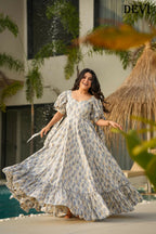 Aayaa Designer Printed Full Flared Gown - Multi Color | Grocsy