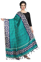 Vamika Rama Green Small Flowers Printed Khadi Bhagalpuri Traditional Dupatta | Grocsy
