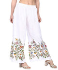 Mominos Fashion White Floral Design Palazzo | Grocsy