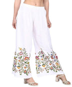 Mominos Fashion White Floral Design Palazzo | Grocsy