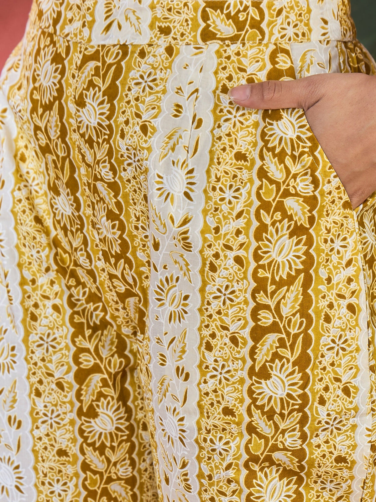 Joban Fashion Printed Mustard Pure Cotton Kurta Set | Grocsy