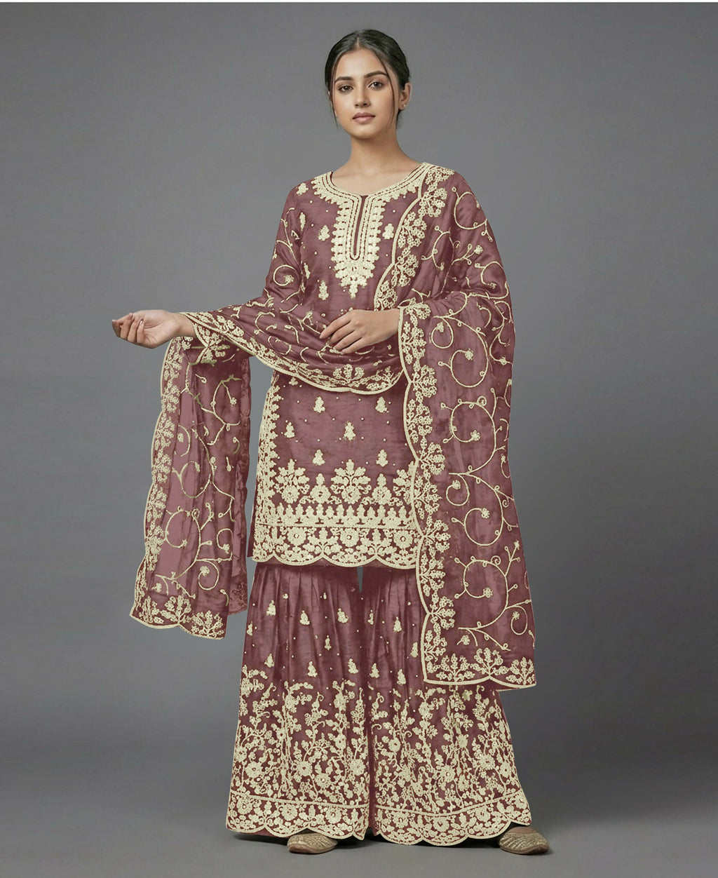 Teeya Creation Womens New Trendy Pure Gmy Silk With Heavy Embroidery Sequence Work Kurta Set | Grocsy