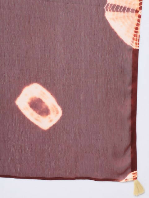 FIORRA Women's Maroon Poly Crepe Flared Kurta With Dupatta | Grocsy