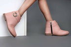 Tiny Bugs Girls Buckle Embellished Peach Ankle Length Boots | Grocsy
