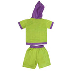 Mhyssa Croco Half sleeves Green and Purple Hoodie with Shorts Set For Kids | Grocsy