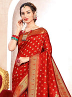 Shree Shyam Fashion Paithani Silk Red Saree | Grocsy