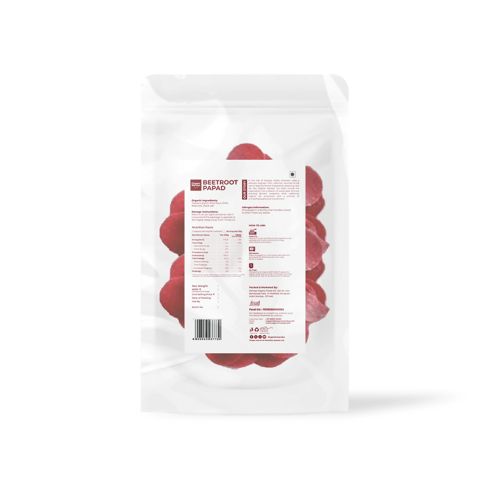 Organic Mandya Beetroot Papad | Grocsy
