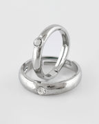 VOJ Stainless Steel Cubic Zirconia Silver Plated Adjustable Ring Set for Couple | Grocsy